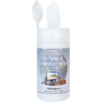 ANTI-BACTERIAL VDU & COMPUTER WIPES, TUB OF 100