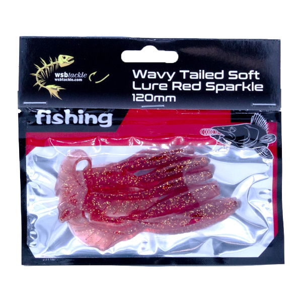 WSB WAVY TAILED SOFT LURE RED SPARKLE 120MM