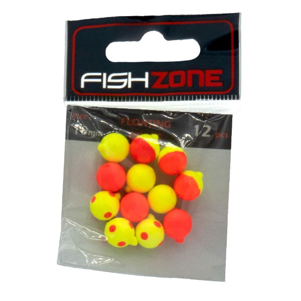 FLOATING BEADS MIXED FLUO RED YELLOW 10mm 