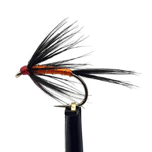 WET FLIES BLACK & ORANGE SPIDER SZ 10 (1 PACK OF 12)